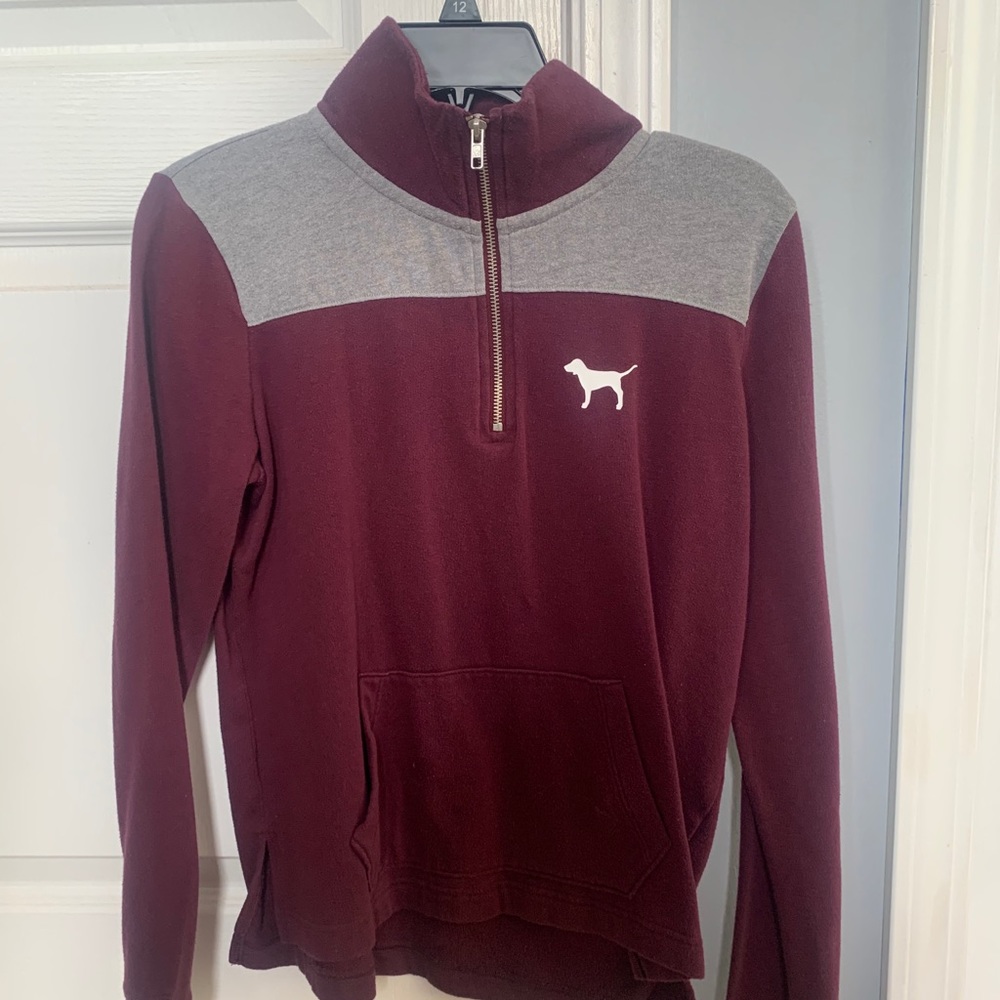 VS Pink maroon quarter zip jacket